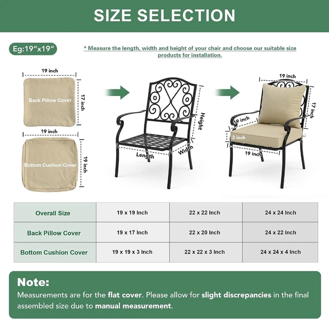 Alt view image 7 of 7 - Faux Linen Water-Resistant Outdoor Chair Cushions, 24 x 24 Inch Backrest & Deep Seat Set with Ties & Non-Slip Bottom, Set of 4, Nature