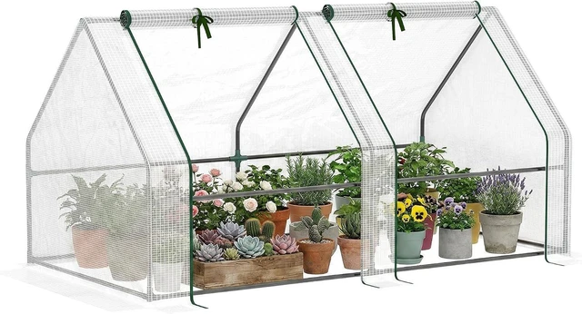 Main image of 5.9' x 3' x 3' White Portable Mini Greenhouse with Zippered Doors