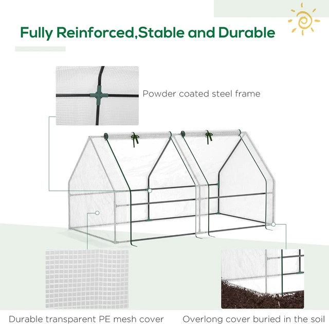 Alt view image 4 of 7 - 5.9' x 3' x 3' White Portable Mini Greenhouse with Zippered Doors