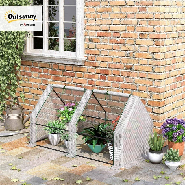 Alt view image 2 of 7 - 5.9' x 3' x 3' White Portable Mini Greenhouse with Zippered Doors
