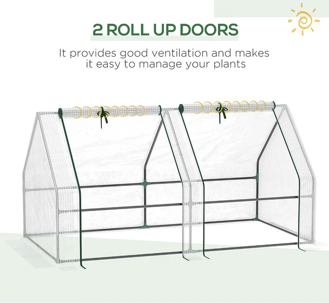 Alt view image 6 of 7 - 5.9' x 3' x 3' White Portable Mini Greenhouse with Zippered Doors
