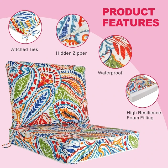 Alt view image 3 of 6 - Waterproof Outside Chair Seat Cushions for Patio
