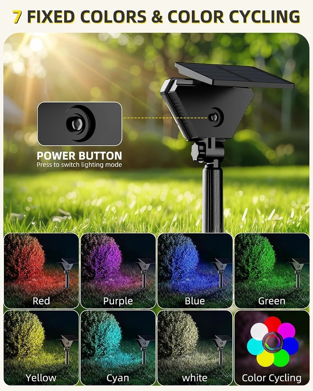 Alt view image 3 of 7 - RGB Waterproof LED Solar Spot Lights Outdoor, 6 Pack