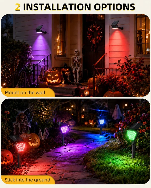 Alt view image 5 of 7 - RGB Waterproof LED Solar Spot Lights Outdoor, 6 Pack
