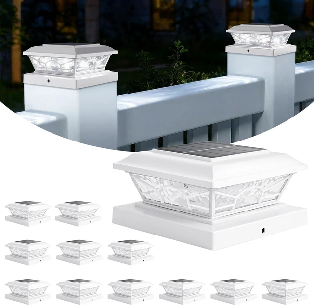 Main image of White Solar Post Cap Lights for 4x4 Posts, 12-Pack