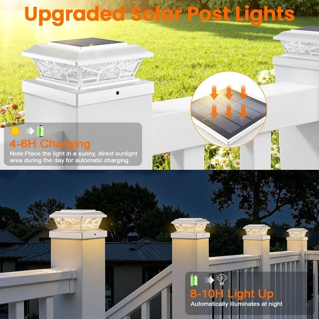 Alt view image 2 of 7 - White Solar Post Cap Lights for 4x4 Posts, 12-Pack