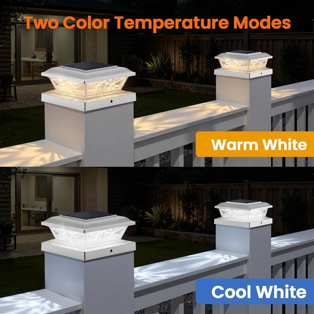 Alt view image 3 of 7 - White Solar Post Cap Lights for 4x4 Posts, 12-Pack