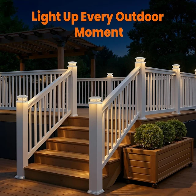 Alt view image 7 of 7 - White Solar Post Cap Lights for 4x4 Posts, 12-Pack