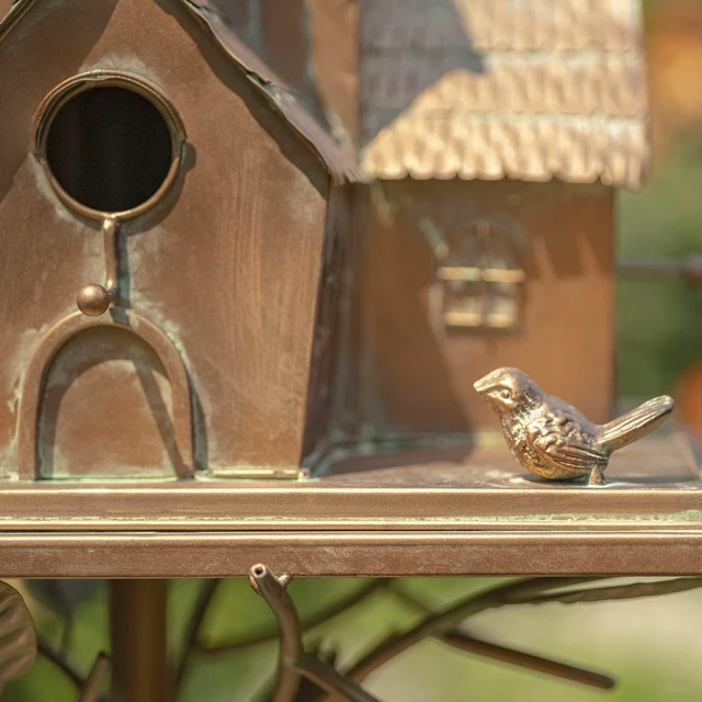 Alt view image 6 of 7 - Large Copper Multi-Birdhouse Garden Stakes, Room for 5 Bird Families (XL Country Town Home Montana)