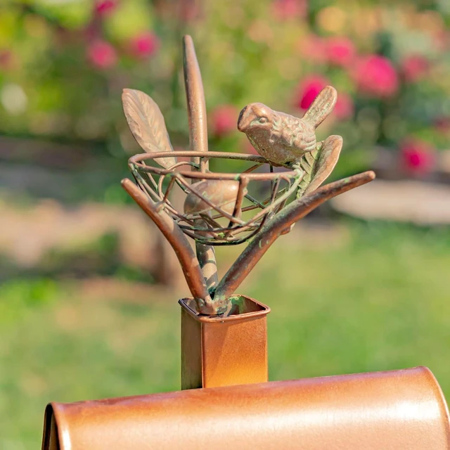 Alt view image 4 of 6 - Large Copper Birdhouse Garden Stakes (Oval Shape)