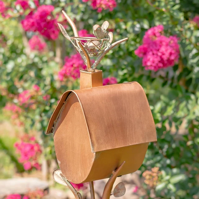 Alt view image 6 of 6 - Large Copper Birdhouse Garden Stakes (Oval Shape)