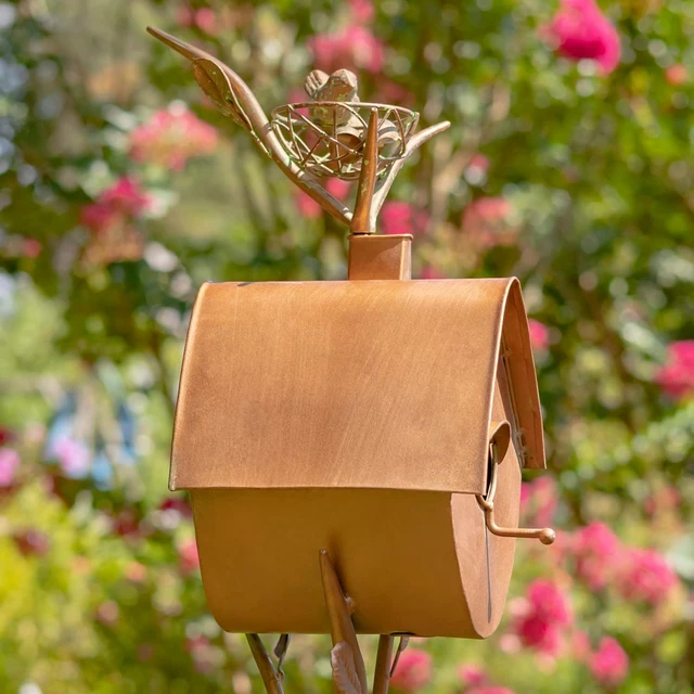 Alt view image 5 of 6 - Large Copper Birdhouse Garden Stakes (Oval Shape)