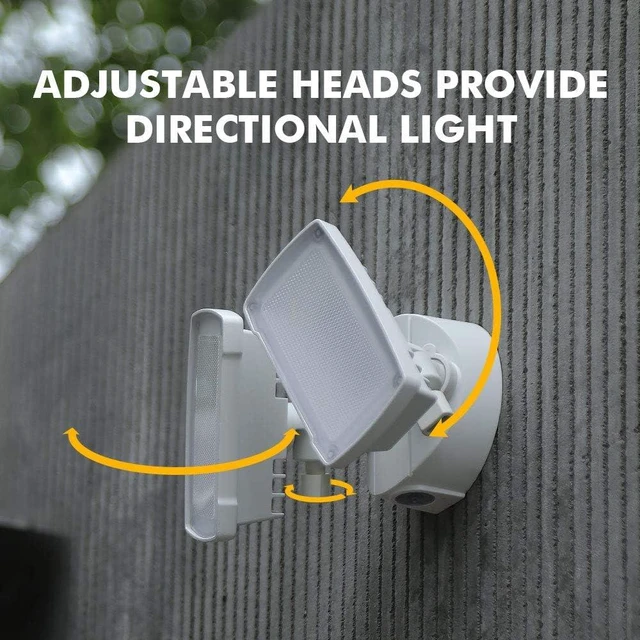 Alt view image 4 of 7 - 32W 5000K 3500-Lumen Dual-Head LED Flood Light, Dusk-to-Dawn Waterproof Security Wall Light for Patio, Garden & Yard