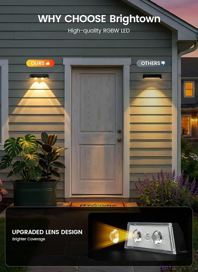 Alt view image 5 of 7 - Solar Fence Lights Outdoor, 3000/4000/6000K/RGB with 12 Modes, 8 Pack