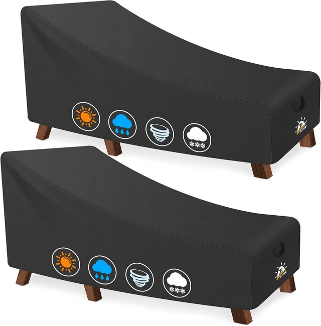 Main image of 600D Fade-Resistant Waterproof Chaise Lounge Chair Covers, 80 x 32 x 32 Inch for Pool & Lawn Bench Furniture, 2 Pack