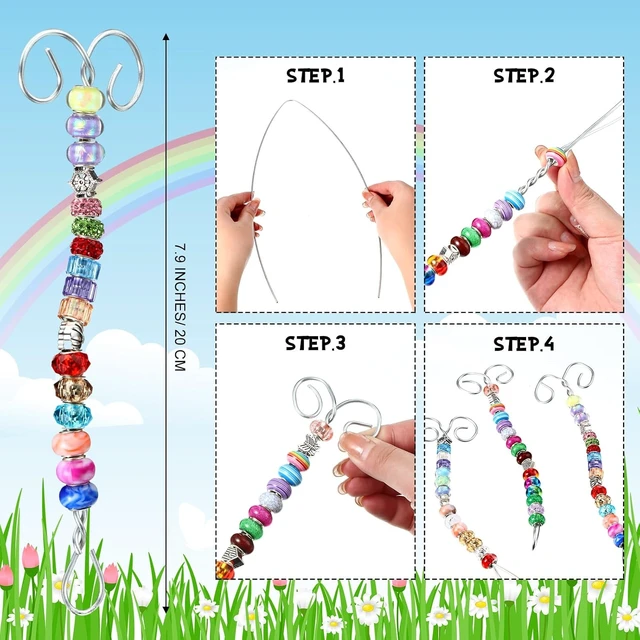 Alt view image 2 of 7 - 227-Pc Decorative Garden Stake Set, 14" DIY Wands with Diamond Toppers, Beaded Fairy Sticks & 8" Caterpillar for Outdoor Décor