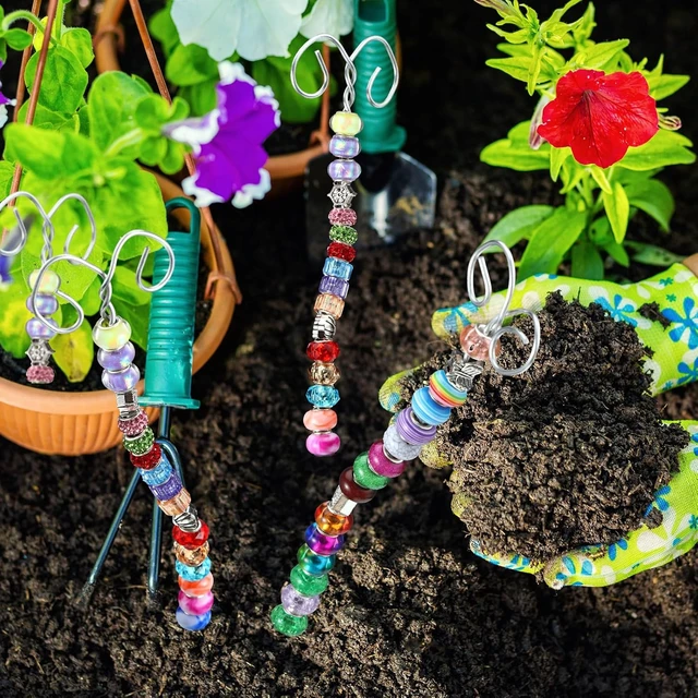 Alt view image 3 of 7 - 227-Pc Decorative Garden Stake Set, 14" DIY Wands with Diamond Toppers, Beaded Fairy Sticks & 8" Caterpillar for Outdoor Décor
