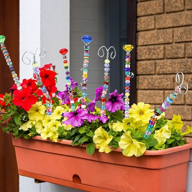 Alt view image 6 of 7 - 227-Pc Decorative Garden Stake Set, 14" DIY Wands with Diamond Toppers, Beaded Fairy Sticks & 8" Caterpillar for Outdoor Décor