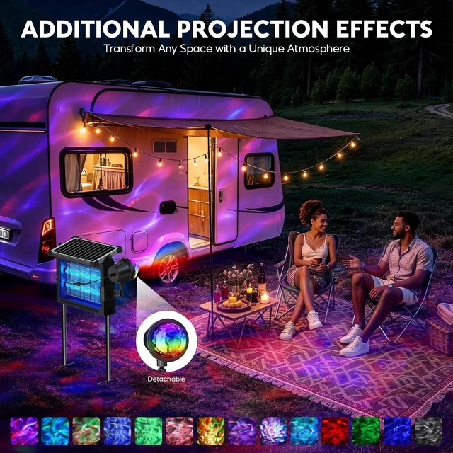 Alt view image 5 of 7 - 4500V Solar Bug Zapper with Projector Lights & Smart Sensor, Waterproof Mosquito & Fly Trap for Patio, Backyard, Kitchen, RV & Camping
