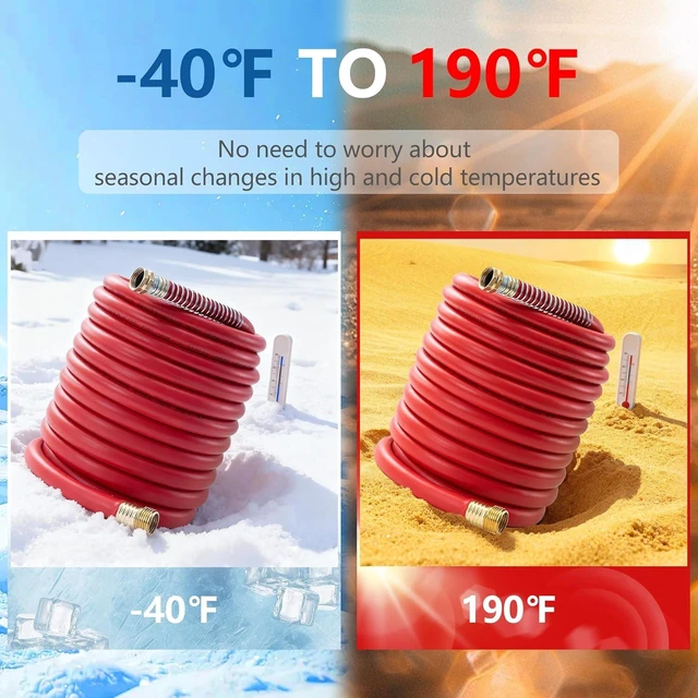 Alt view image 4 of 7 - Red 5/8" Garden Hose, 50ft, -40 to 190 Hot/Cold Rubber Hose