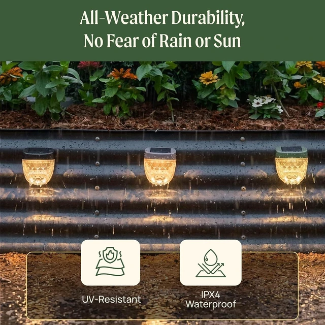 Alt view image 3 of 7 - 4 Pack Earthy Brown Magnetic Solar Garden Lights IPX4 Waterproof Outdoor Ambient Lamp for Classic Beds