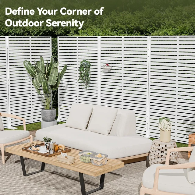 Alt view image 3 of 6 - White 72" HDPE Privacy Screen Fence Panel for Patio, Outdoor