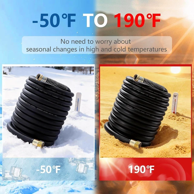 Alt view image 4 of 7 - 50 Ft 5/8" Black Rubber Garden Hose Hot/Cold Rated -40 to 190