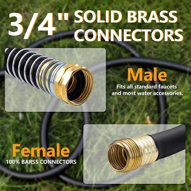 Alt view image 6 of 7 - 50 Ft 5/8" Black Rubber Garden Hose Hot/Cold Rated -40 to 190