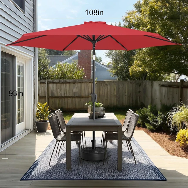 Alt view image 2 of 7 - Red 9 ft Outdoor Patio Umbrella with Push-Button Tilt