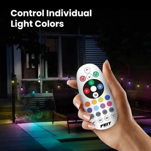 Alt view image 4 of 7 - 24ft RGBW Color-Changing Outdoor String Lights, 12 Sockets