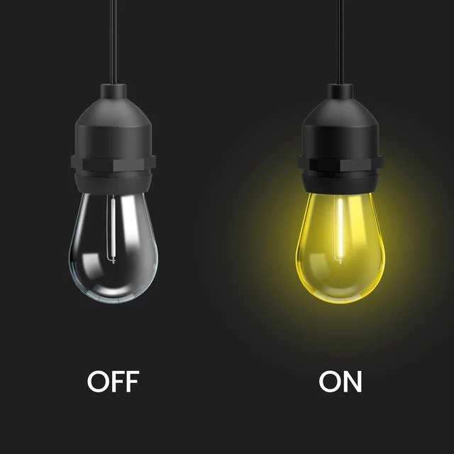Alt view image 6 of 7 - 24ft RGBW Color-Changing Outdoor String Lights, 12 Sockets