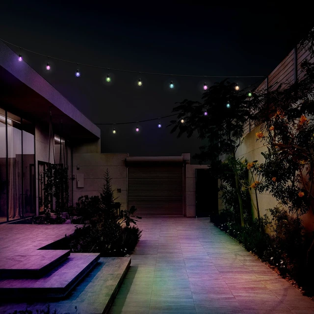 Alt view image 7 of 7 - 24ft RGBW Color-Changing Outdoor String Lights, 12 Sockets