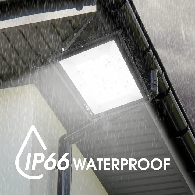 Alt view image 2 of 7 - 150W 15500LM 5000K LED Flood Lights with Plug, IP66 Waterproof Security Light for Yard, Garden & Basketball Court, 3 Pack