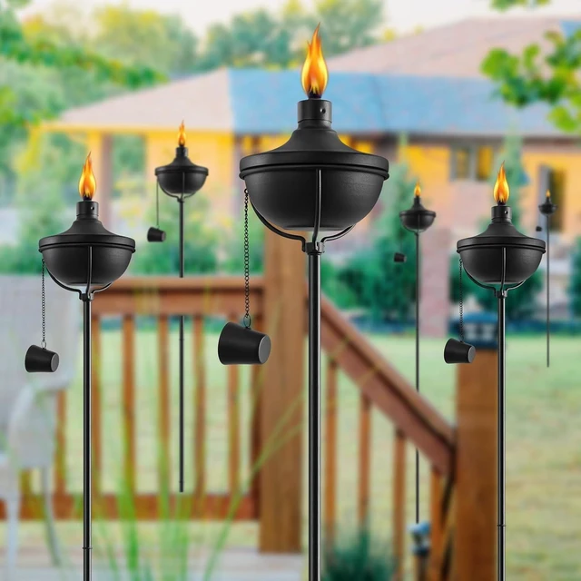 Alt view image 4 of 7 - Black 24 oz Citronella Garden Torches for Outside, 6 Pack
