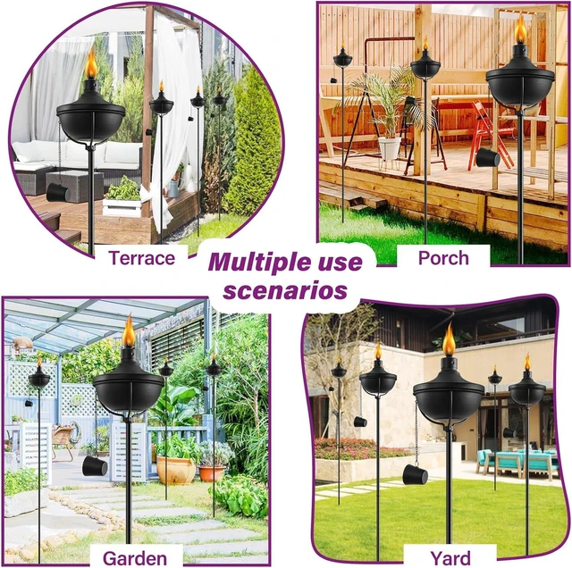 Alt view image 5 of 7 - Black 24 oz Citronella Garden Torches for Outside, 6 Pack