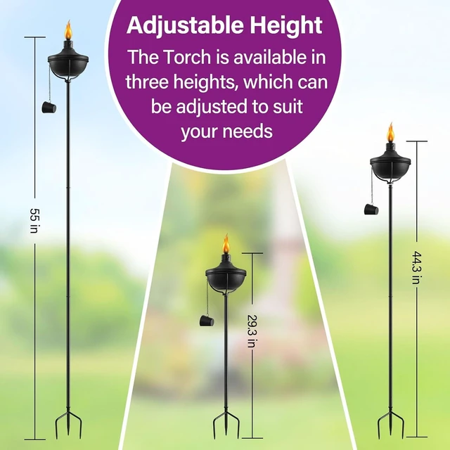 Alt view image 7 of 7 - Black 24 oz Citronella Garden Torches for Outside, 6 Pack