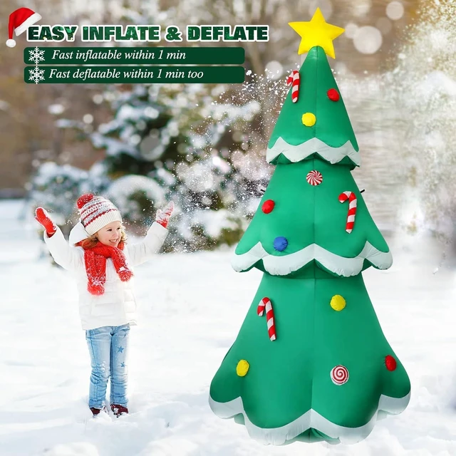 Alt view image 2 of 7 - 7 FT Tall Inflatable Christmas Tree with LED Star Treetop & Candy Décor Blow-Up Outdoor Yard Decoration for Holiday Party