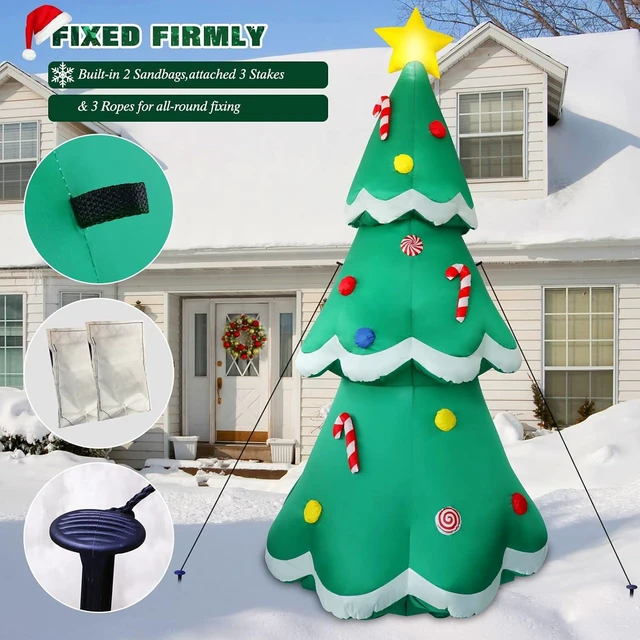 Alt view image 5 of 7 - 7 FT Tall Inflatable Christmas Tree with LED Star Treetop & Candy Décor Blow-Up Outdoor Yard Decoration for Holiday Party