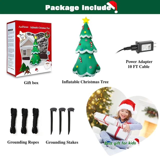 Alt view image 6 of 7 - 7 FT Tall Inflatable Christmas Tree with LED Star Treetop & Candy Décor Blow-Up Outdoor Yard Decoration for Holiday Party