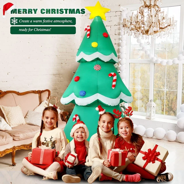 Alt view image 7 of 7 - 7 FT Tall Inflatable Christmas Tree with LED Star Treetop & Candy Décor Blow-Up Outdoor Yard Decoration for Holiday Party