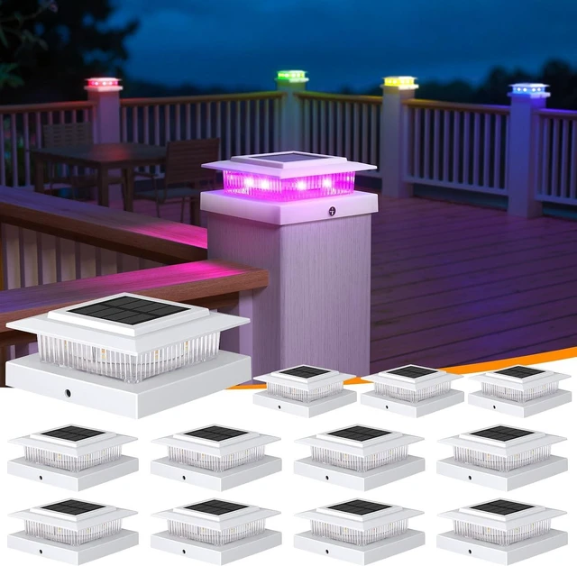 Main image of Color-Changing Solar Post Cap Lights, Fits 4x4 5x5 Posts, 12 Pack