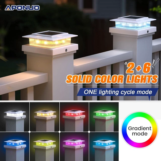 Alt view image 2 of 6 - Color-Changing Solar Post Cap Lights, Fits 4x4 5x5 Posts, 12 Pack