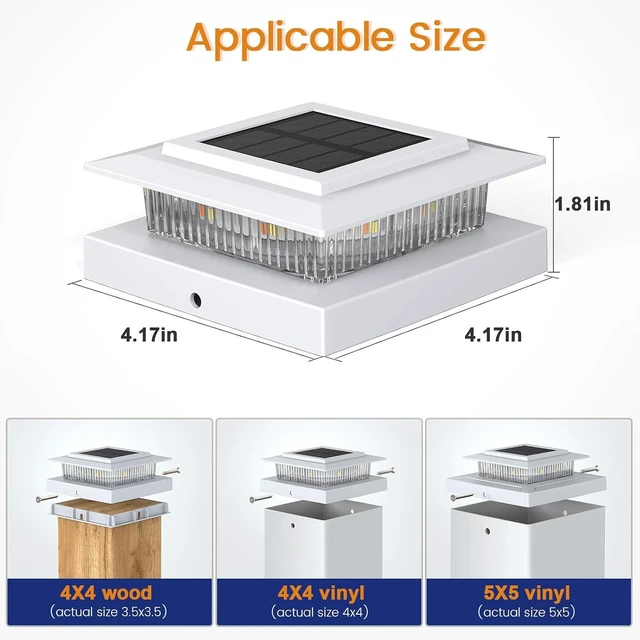 Alt view image 3 of 6 - Color-Changing Solar Post Cap Lights, Fits 4x4 5x5 Posts, 12 Pack