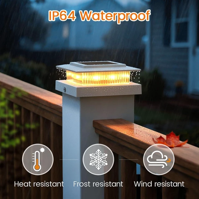 Alt view image 6 of 6 - Color-Changing Solar Post Cap Lights, Fits 4x4 5x5 Posts, 12 Pack