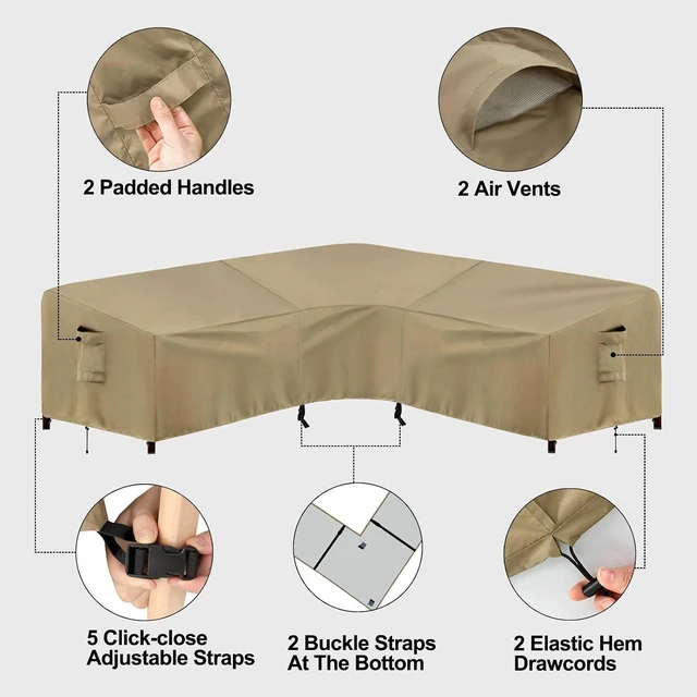 Alt view image 5 of 7 - Waterproof L-Shaped Patio Sectional Cover, Outdoor Furniture Cover