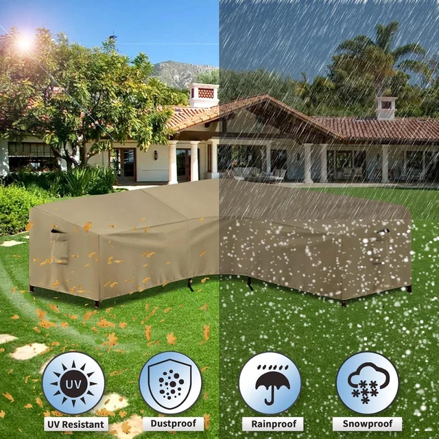 Alt view image 6 of 7 - Waterproof L-Shaped Patio Sectional Cover, Outdoor Furniture Cover