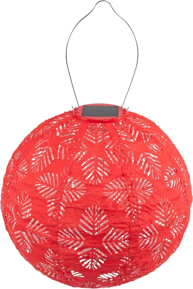 Main image of Soji Stella 12" Outdoor Solar Lantern - Brights Geo Palm - Chili