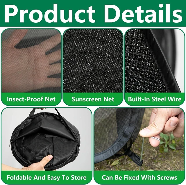 Alt view image 3 of 7 - 2-Pc Pop-Up Garden Netting, Bug & Sun Shade Plant Cover Tent