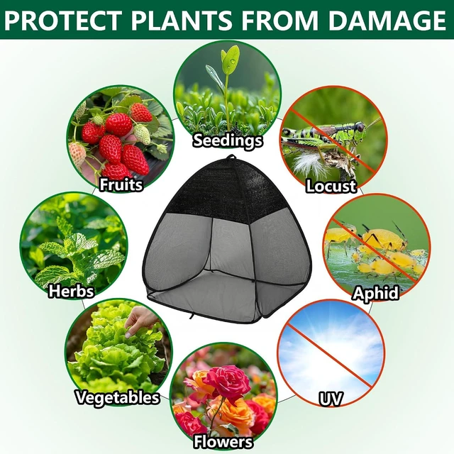 Alt view image 5 of 7 - 2-Pc Pop-Up Garden Netting, Bug & Sun Shade Plant Cover Tent
