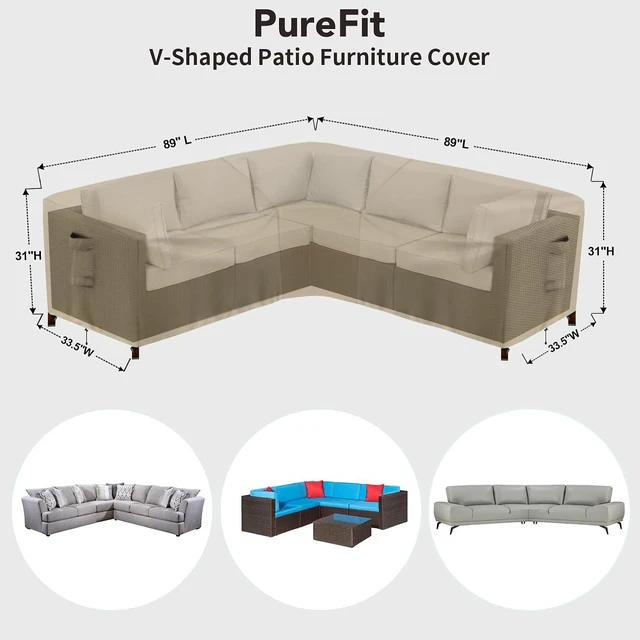 Alt view image 2 of 7 - Waterproof L-Shaped Patio Sectional Cover, Outdoor Furniture Cover